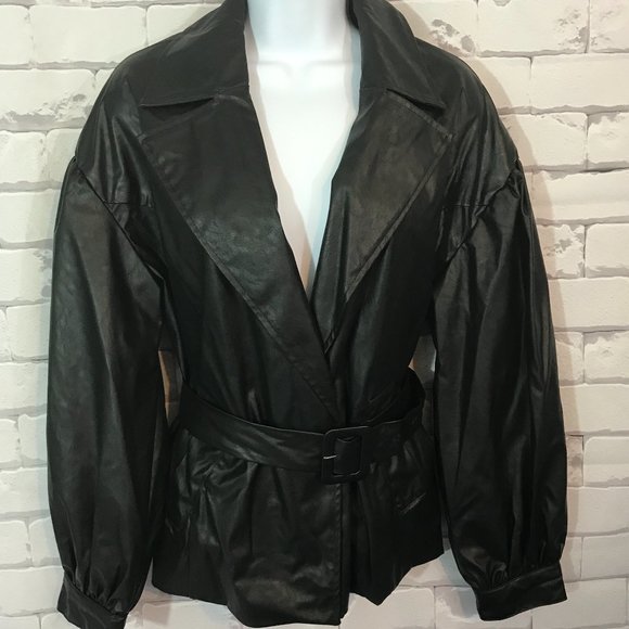 Who What Wear Jackets & Blazers - Who What Wear Belted Faux Leather Blazer Black